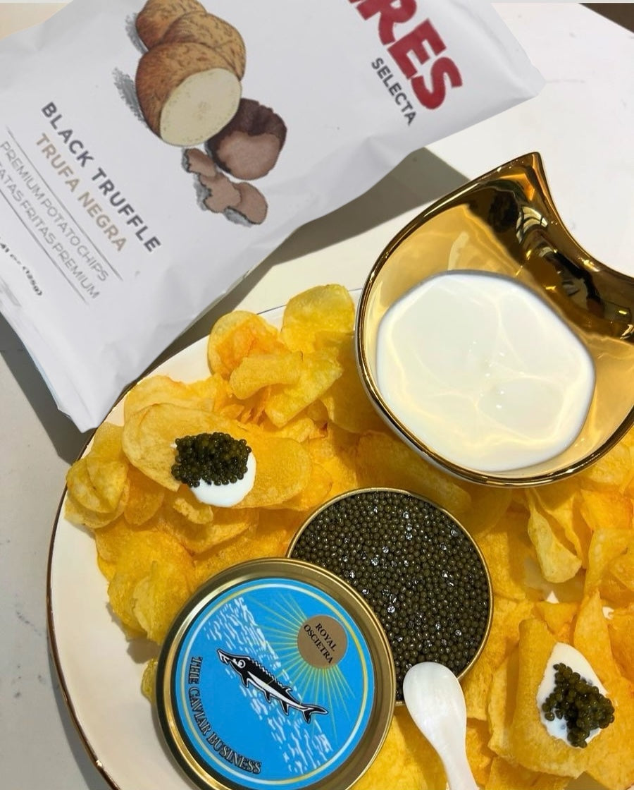 BLACK TRUFFLE Potato Chips with 125g Caviar - The Caviar Business Dubai